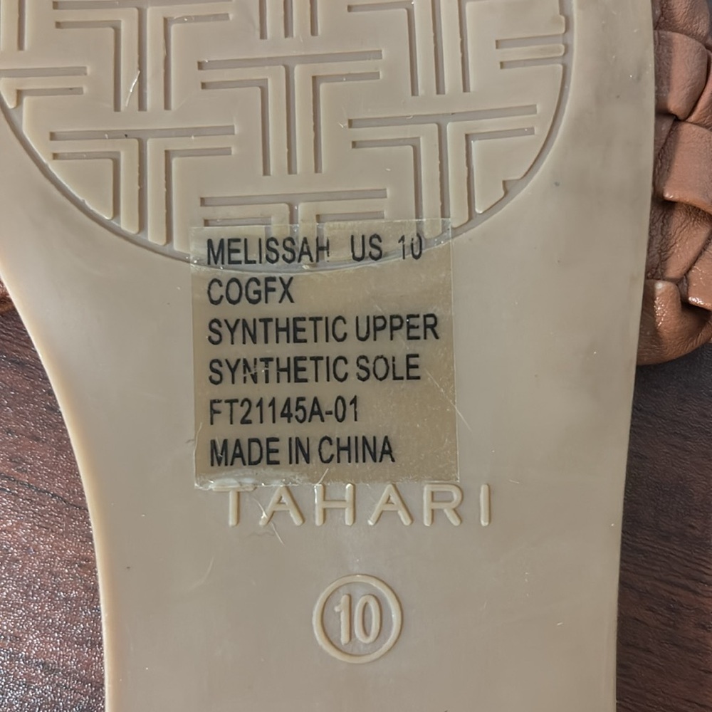 Tahari Women's Tan Woven Slide Sandals - Picture 4 of 4